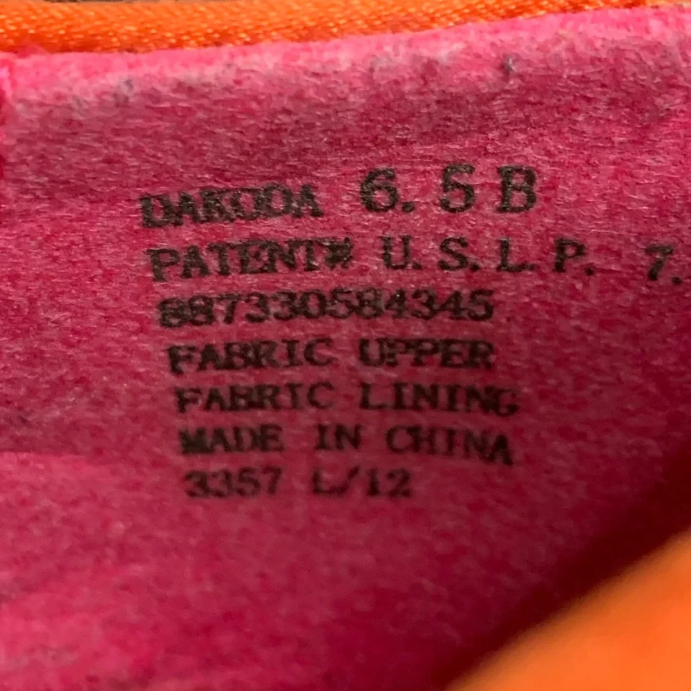 Ralph Lauren Chaps Espadrilles 6.5 Orange Sheen Wedges Stacked Heels